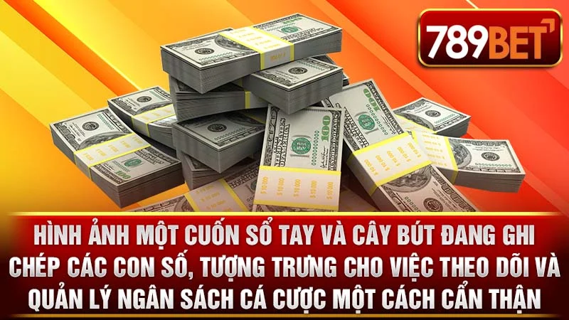 Hình ảnh một cuốn sổ tay và cây bút đang ghi chép các con số, tượng trưng cho việc theo dõi và quản lý ngân sách cá cược một cách cẩn thận