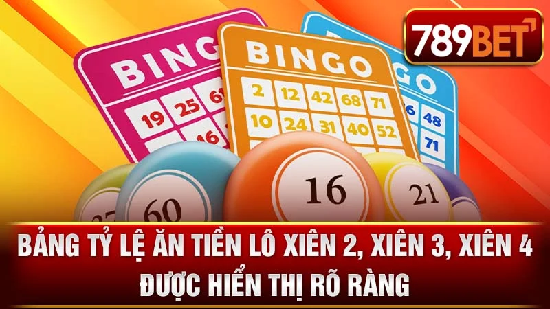 Bảng tỷ lệ ăn tiền lô xiên 2, xiên 3, xiên 4 được hiển thị rõ ràng.