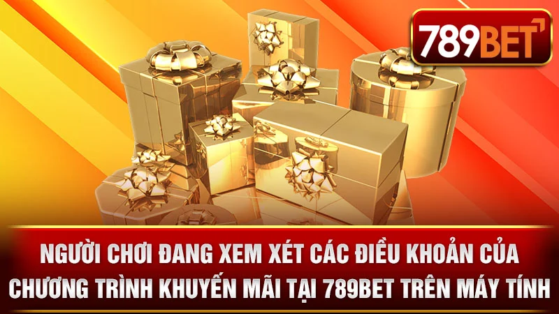 Người chơi đang xem xét các điều khoản của chương trình khuyến mãi tại 789BET trên máy tính.